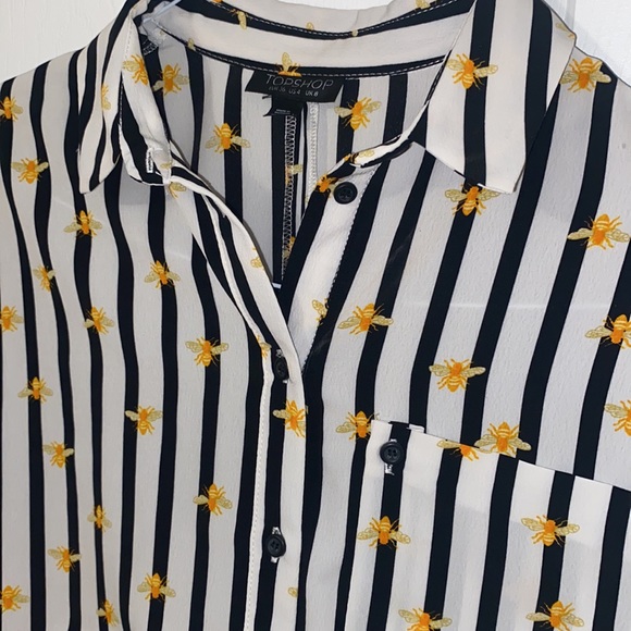 TOPSHOP Black & White Bee Shirt - Picture 4 of 6